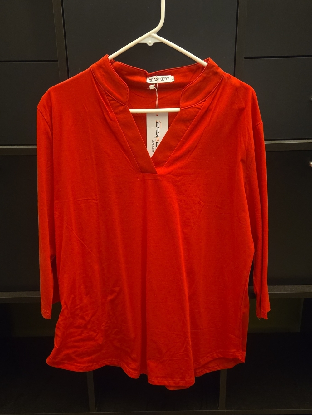 Women's Red V-Neck 3/4 Long Sleeve Top SZ XL NWT
